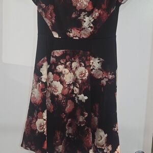 Adrianna Papell Black and Red Floral Dress